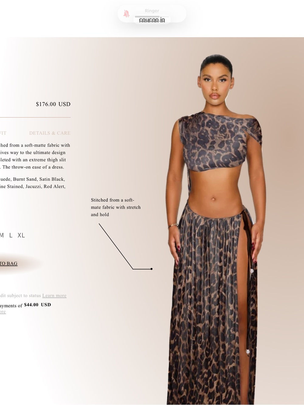 Leopard-Print Side Slit Maxi Skirt - Brown